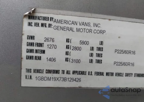 2003 Chevrolet Astro Upfitter from USA, damaged, VIN 1GBDM19X73B129426